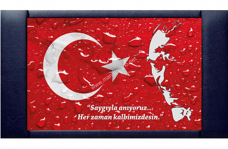 Deri Çerçeveli Atatürk Portresi Makam Panosu 85x140 cm
